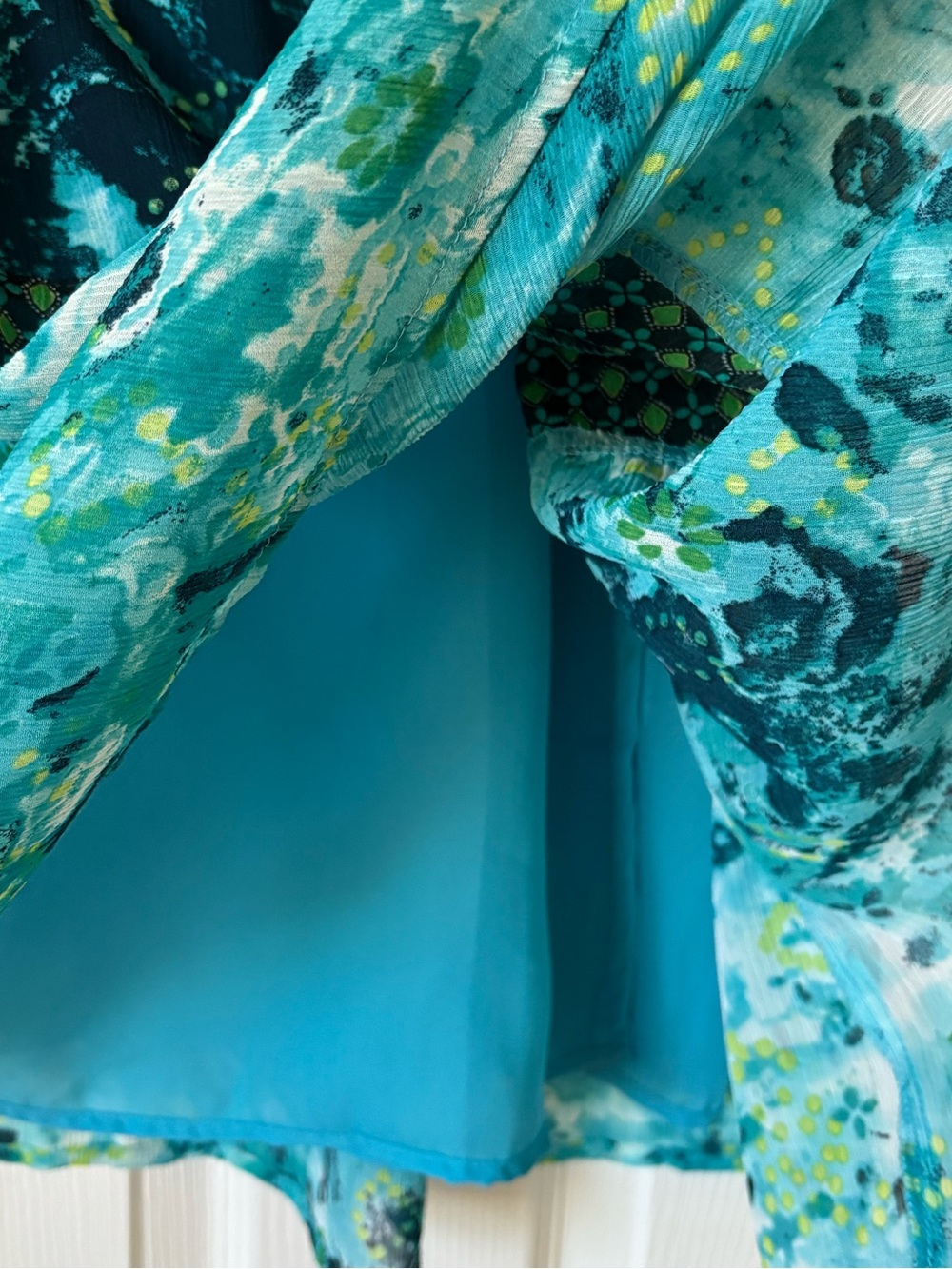 😱 SALE - Sag Harbor Blue Teal Patterned Midi Skirt - Picture 4 of 6